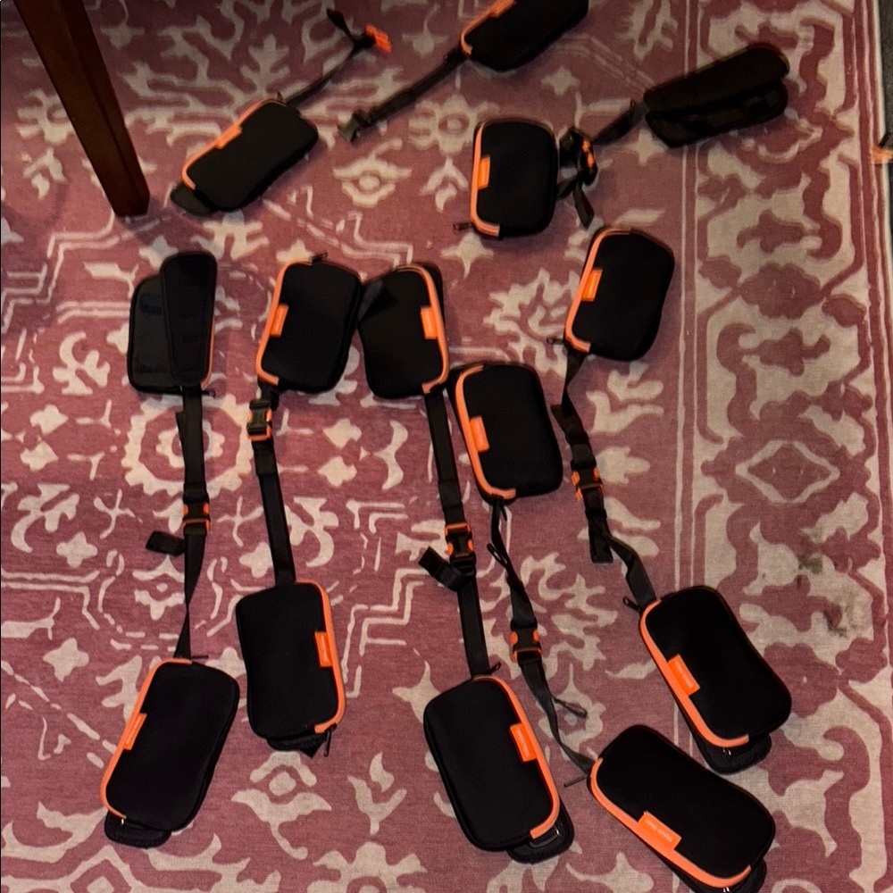 Lot of 16 zip water proof bags Black and Orange Padded Straps